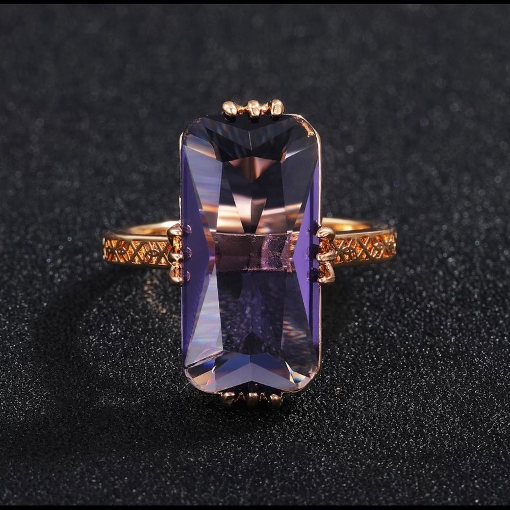 New large Square Purple Stone Ring Available sizes 6, 7, 8, - Picture 4 of 8